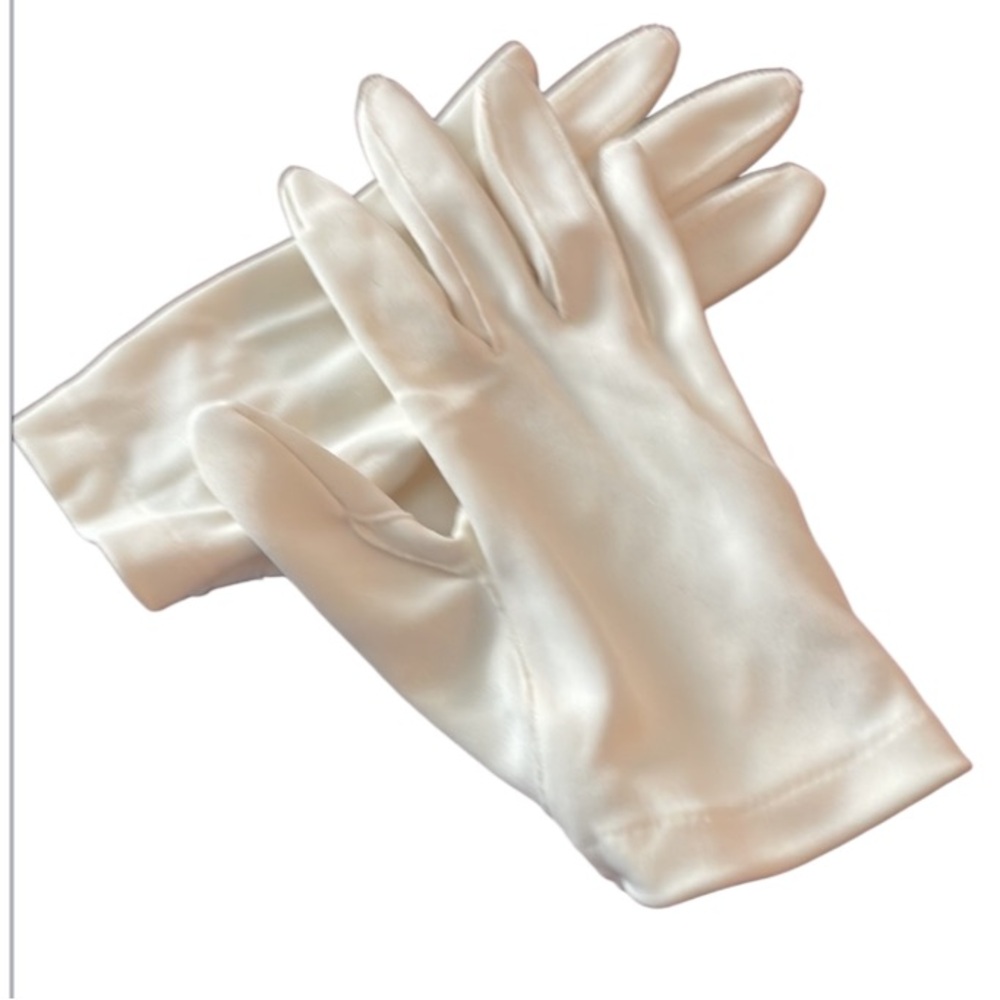 Vintage white gloves nylon short women size small bride first holy communion